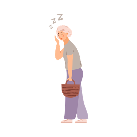 Elderly has dyspnea and breath difficulties  Illustration