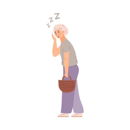 Elderly has dyspnea and breath difficulties  Illustration