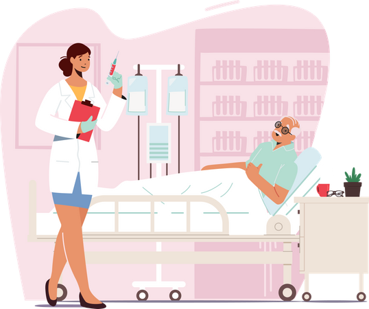Elderly Health Care Medical Illustration