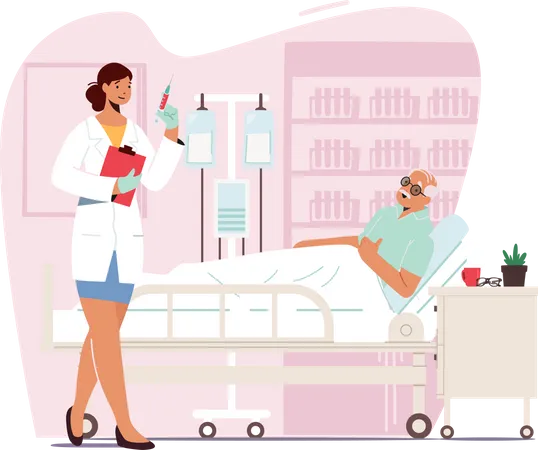 Elderly Health Care Medical Illustration