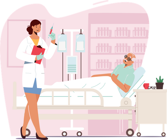 Elderly Health Care Medical  Illustration