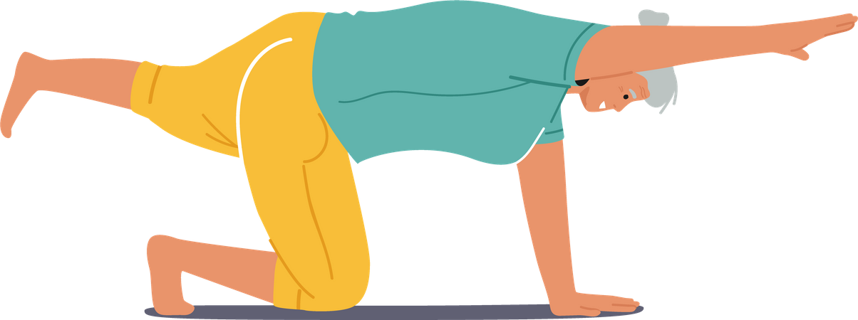 Elderly lady doing body stretching  Illustration