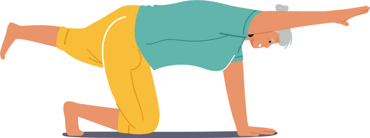 Elderly lady doing body stretching  Illustration