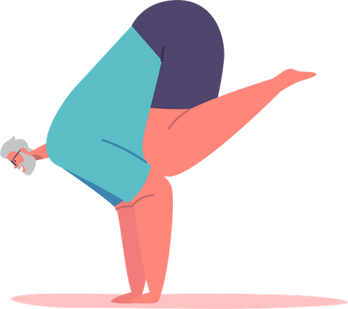 Elderly Male doing Yoga Asana  Illustration