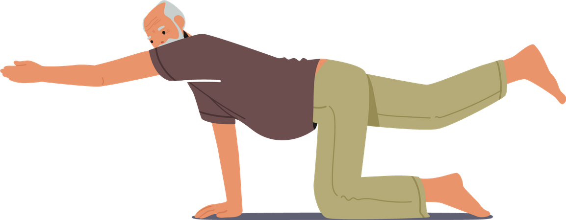 Elderly Male Stretching Illustration