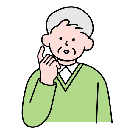 Elderly Man Curious  Illustration