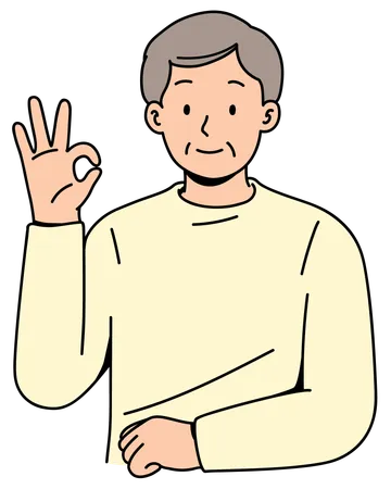 Elderly Man Gesturing Ok Sign  Illustration