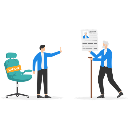 Elderly man holding resume  Illustration