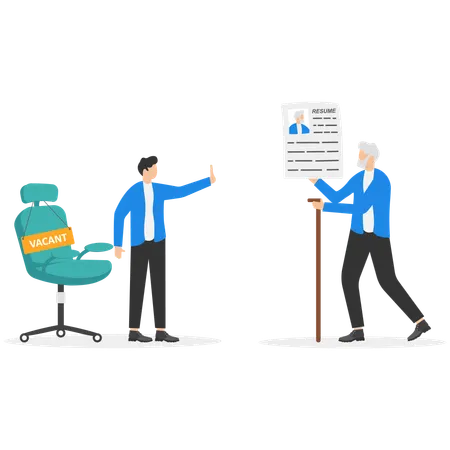 Elderly man holding resume  Illustration