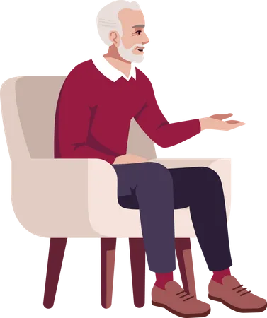 Elderly man in armchair  Illustration
