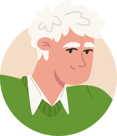 Elderly Man in Green Sweater  Illustration