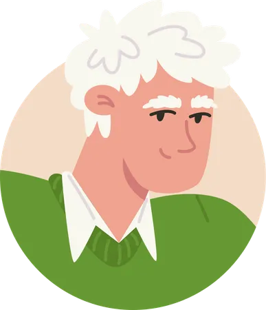 Elderly Man in Green Sweater  Illustration