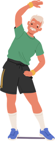 Elderly Man In Sportswear Stretching  Illustration