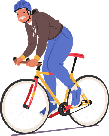 Elderly Man Pedals His Bike Embodying Healthy Lifestyle Through Exercise And Mobility  Illustration