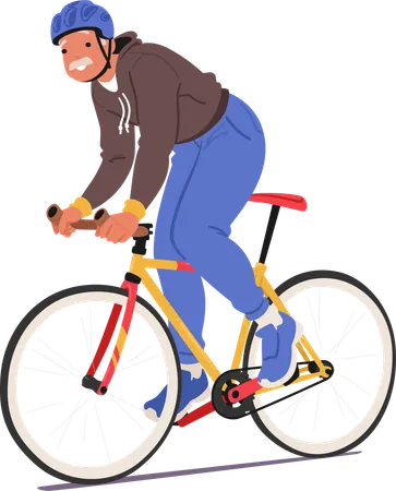 Elderly Man Pedals His Bike Embodying Healthy Lifestyle Through Exercise And Mobility  Illustration