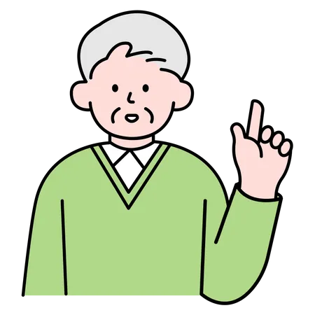 Elderly Man Pointing Finger  Illustration