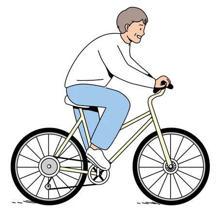 Elderly Man Riding a Bicycle  Illustration