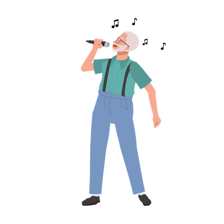 Elderly man Singing  Illustration