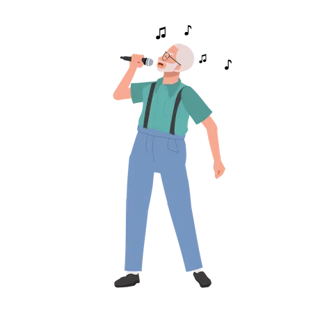 Elderly man Singing  Illustration