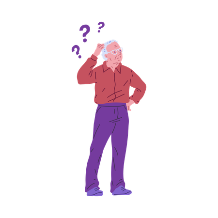 Elderly man suffering from memory loss  Illustration