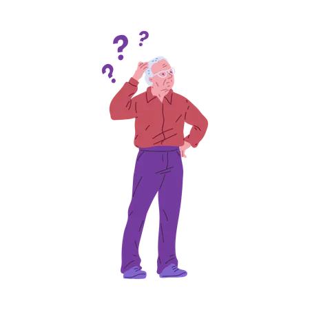Elderly man suffering from memory loss  Illustration
