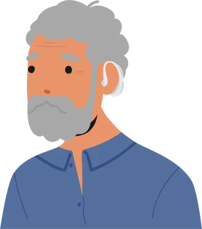 Elderly Man Wearing Hearing Aid  Illustration