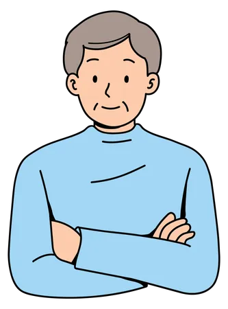 Elderly Man With his Arms Crossed  Illustration