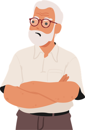 Elderly Man With Stern Expression  Illustration