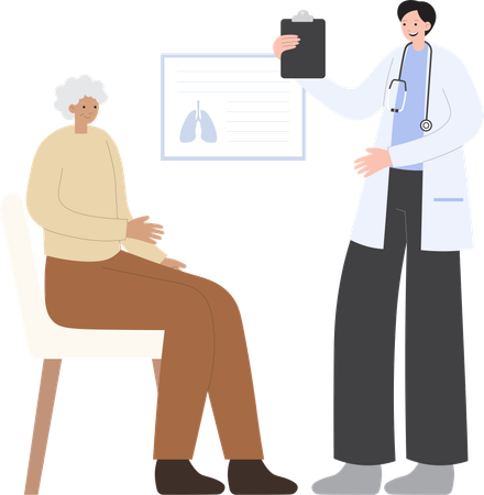 Elderly Medical Check Up 2 Lungs Check  Illustration