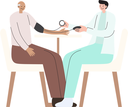 Elderly Medical Check Up 3 Blood Pressure  Illustration