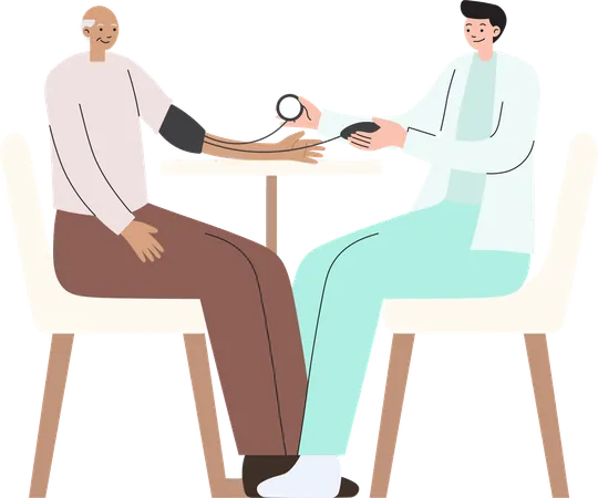 Elderly Medical Check Up 3 Blood Pressure  Illustration