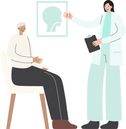 Elderly Medical Check Up 4 Throat Check  Illustration