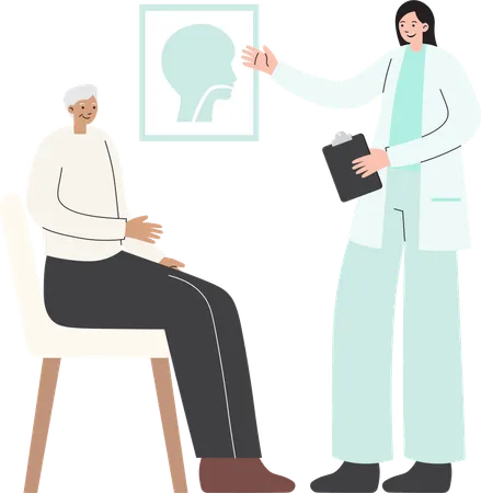 Elderly Medical Check Up 4 Throat Check  Illustration