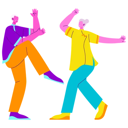 Elderly People doing exercise  Illustration