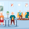 illustration for elderly people on wheelchair