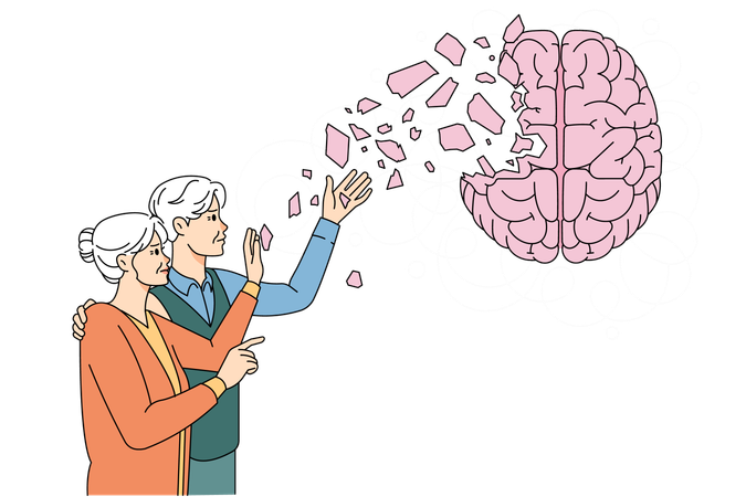 Elderly people suffer from memory loss  Illustration