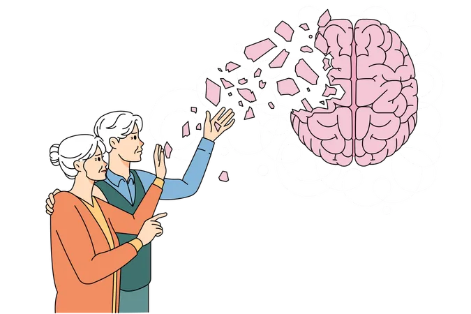 Elderly people suffer from memory loss  Illustration