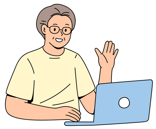Elderly people using laptop  Illustration
