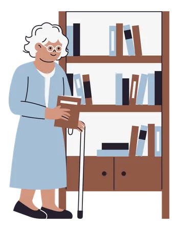 Elderly Reading Book  Illustration