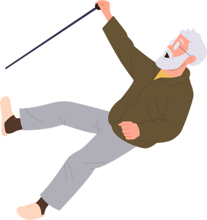 Elderly retired man with cane falling feeling dizziness  일러스트레이션