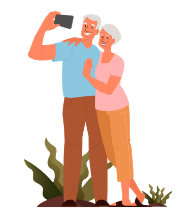 Elderly taking photo Illustration
