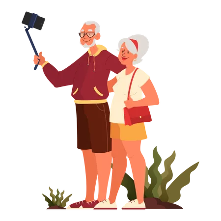 Elderly taking photo Illustration