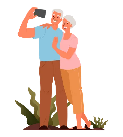 Elderly taking photo  Illustration