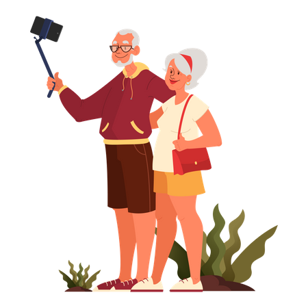 Elderly taking photo  Illustration