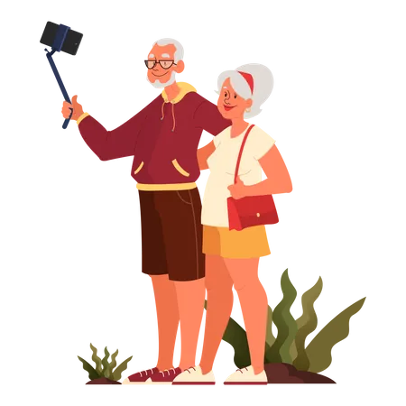 Elderly taking photo  Illustration