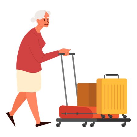 Elderly tourist woman with luggage Illustration