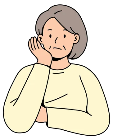 Elderly Woman Bored  Illustration