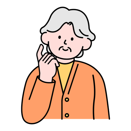 Elderly Woman Curious  Illustration