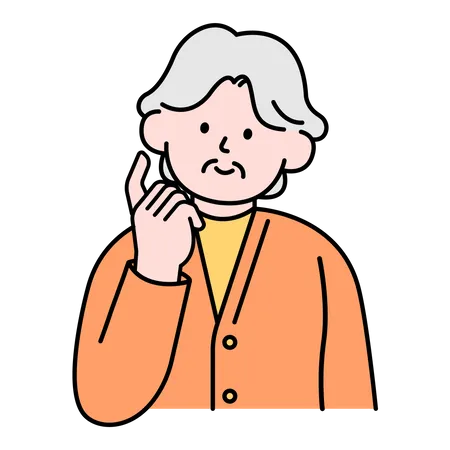 Elderly Woman Curious  Illustration