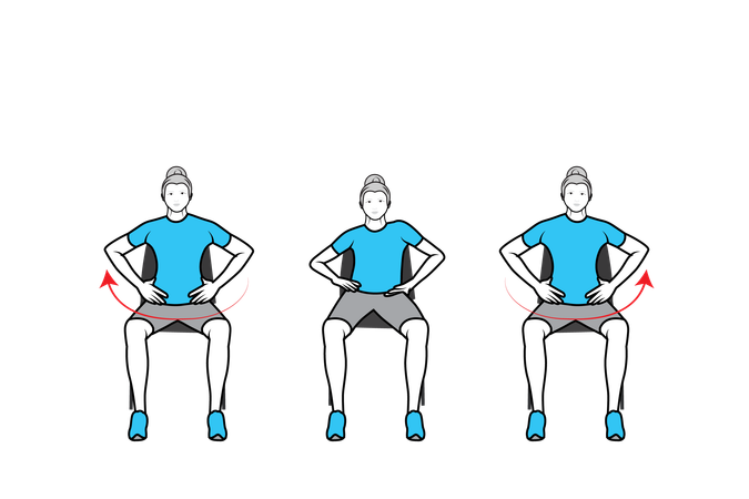 Elderly woman doing exercise on chair  Illustration